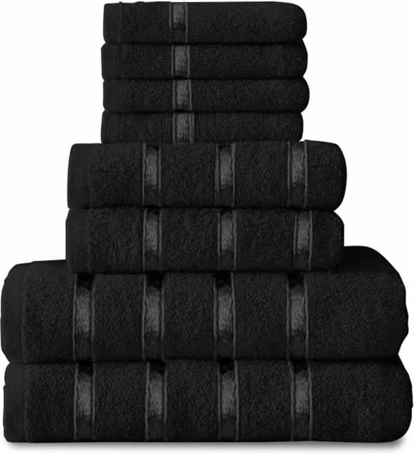 Gaveno Cavailia 8-Piece Black Cotton Boston Towel Bale Set