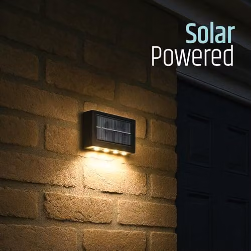 GardenKraft 2-Pack Solar Outdoor Wall Lights in Black with Warm White LEDs – 2