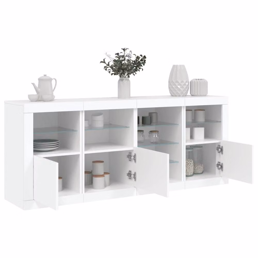 Berkfield Home Modern White Sideboard with Integrated LED Lights, W: 164 cm, D: 37 cm, H: 67 cm – 2