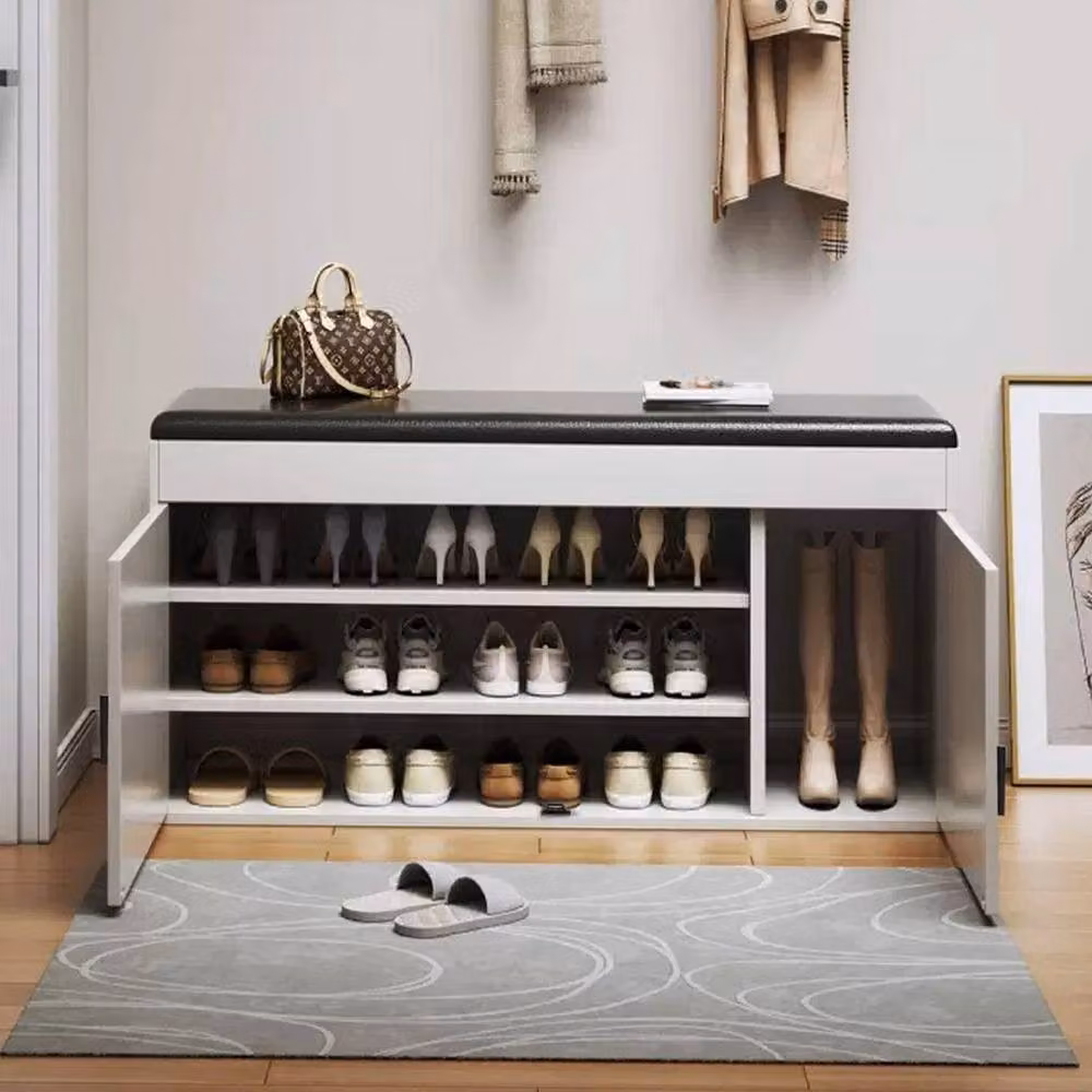 EONLION White Upholstered Shoe Storage Bench for Hallways, Width: 100 cm – 2