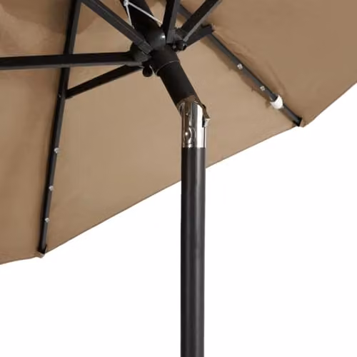 vidaXL Garden Parasol with LEDs and Steel Pole, Beige, W/D/H: 225 x 225 x 212 cm – 4