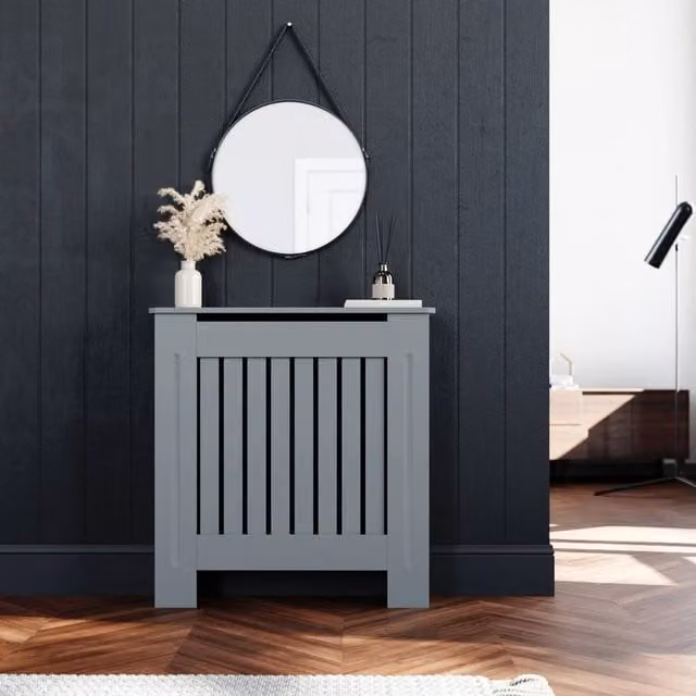 ERGOVEXA Grey MDF Radiator Cover Cabinet with Vertical Grill Shelf