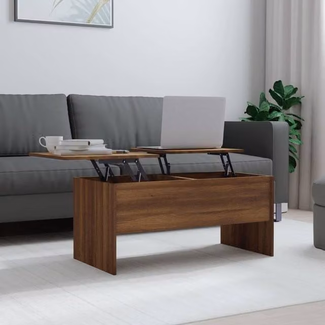 Berkfield Home Modern Rectangular Coffee Table in Brown Oak, W: 102 cm, D: 50.5 cm, H: 46.5 cm – 1