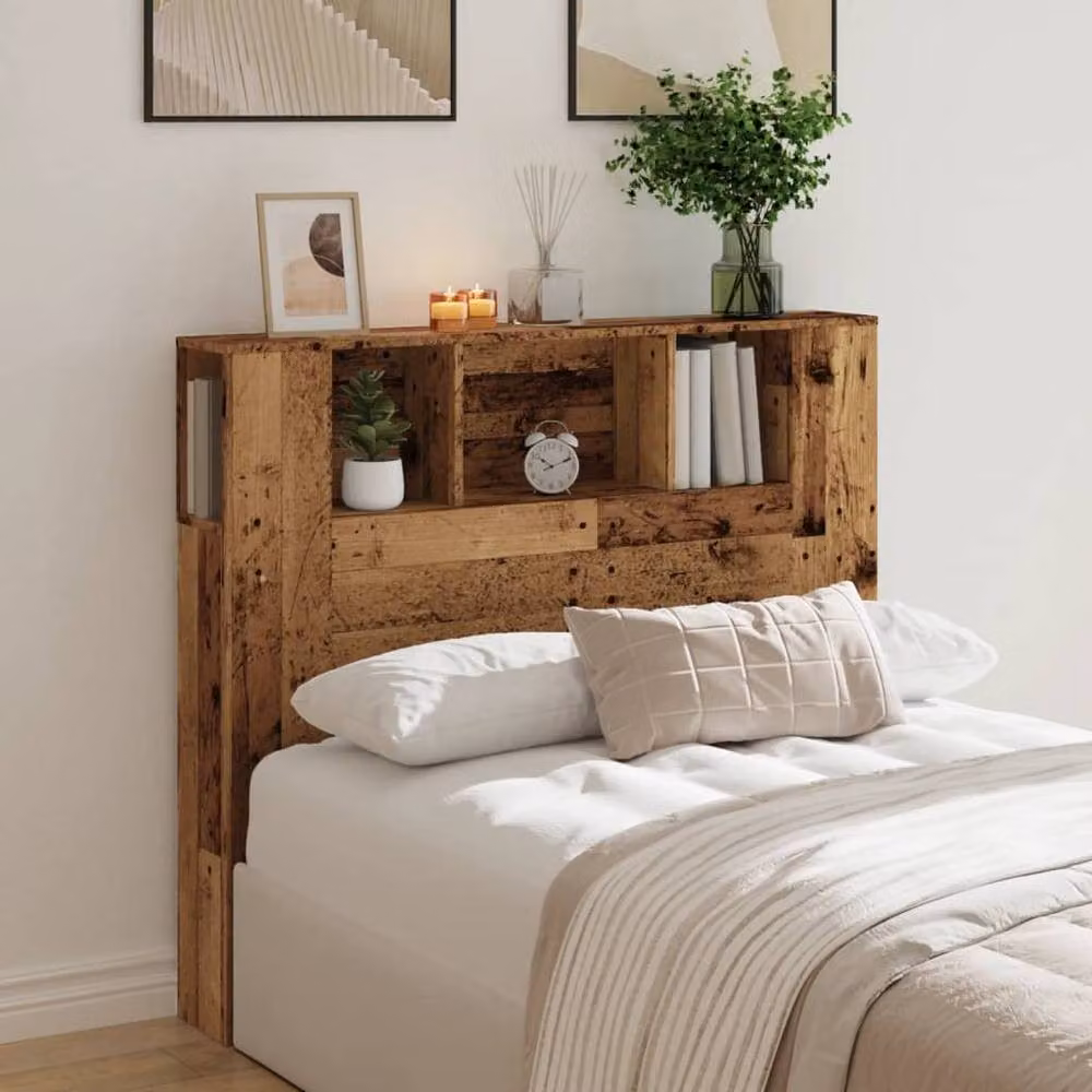 Berkfield Home Headboard Cabinet in Brown Old Wood, W/D/H: 120 x 19 x 104.5 cm – 3