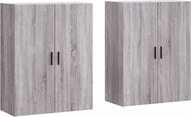Berkfield Home Wall Mounted Cabinets, 2 Piece Set in Grey Sonoma, W: 69.5 cm, D: 34 cm, H: 90 cm