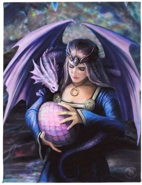 KDMK Anne Stokes Siblings Purple Canvas Wall Plaque, W: 25 cm, H: 19 cm