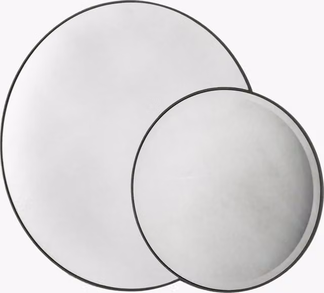 Perch & Parrow Orbiter Round Wall Mirror in Black