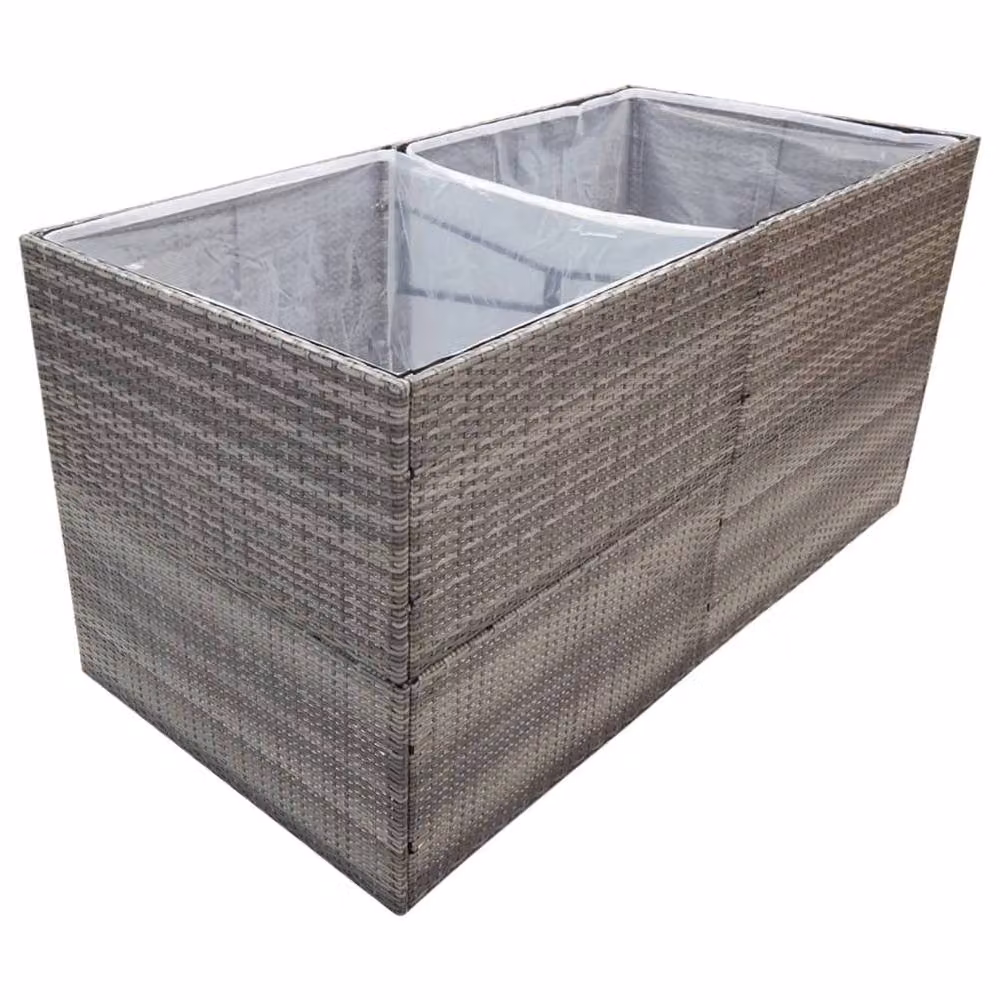 Berkfield Home Grey Poly Rattan Garden Planter Tub W/D/H: 157 x 80 x 80 cm – 2
