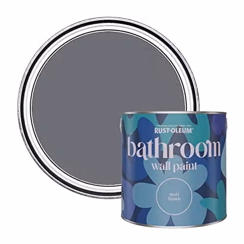 Rust-Oleum Matt Grey Water-Based Bathroom Wall and Ceiling Paint, 2.5L