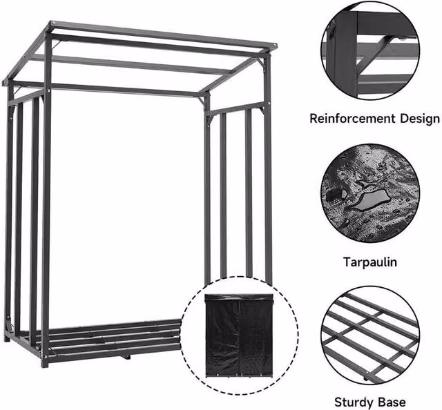 FORGEVIO Metal Steel Outdoor Storage Shed in Black, W/D/H: 185 x 70 x 185 cm – 1