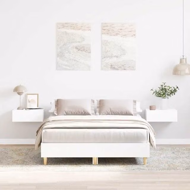 Berkfield Home Small Double Bed Frame in White, Engineered Wood, W/D/H: 120 x 200 cm