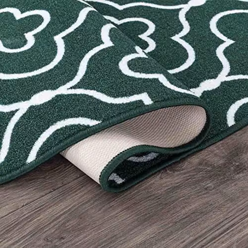 Desire Rugs Machine Washable Non-Slip Quatrefoil Kitchen Floor Mat, Green, W: 80 cm, L: 150 cm – 2