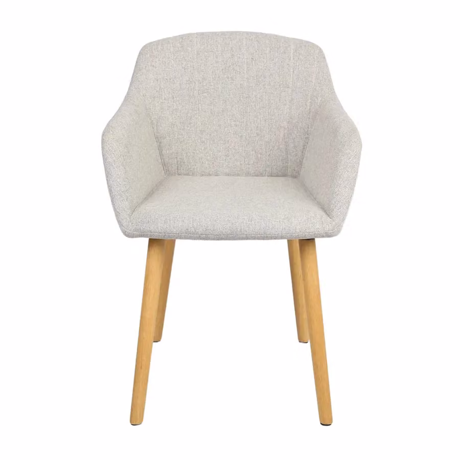 Home Garden Direct Luciano Upholstered Tub Armchair in Grey Linen with Rubberwood Frame – 2