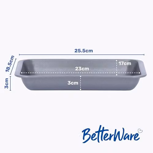 Betterware Essentials Non-Stick Rectangular Roasting Tin in Silver and Grey, 25 cm – 5
