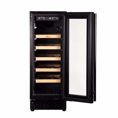 Willow W30WCB 20 Bottle Under Counter Wine Cooler, 60L Built-In Wine Fridge in Black with Touch Control Digital Display and Front Vented Cooling – 3