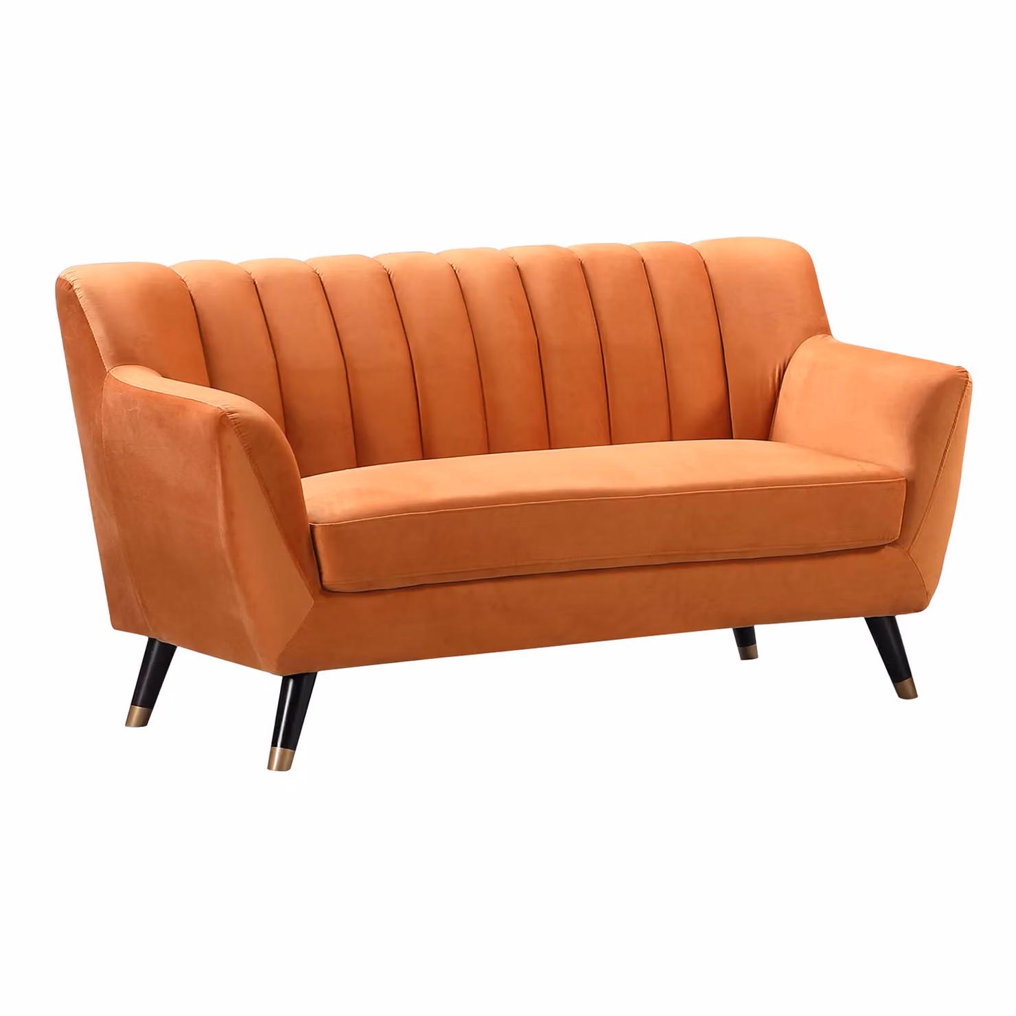 Artemis Home Morgan 2 Seat Orange Velvet Upholstered Sofa with Solid Wood Frame – 2