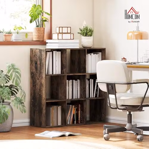 HOMCOM 9 Cube Storage Unit Modern Freestanding Bookcase in Brown – 2