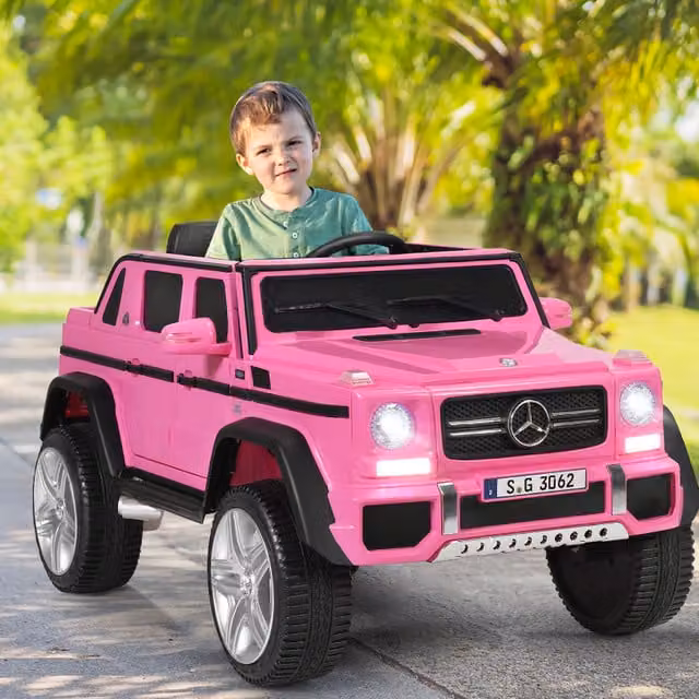 Costway Mercedes Electric Kids Ride On Car with 2 Motors and Remote Control, Pink