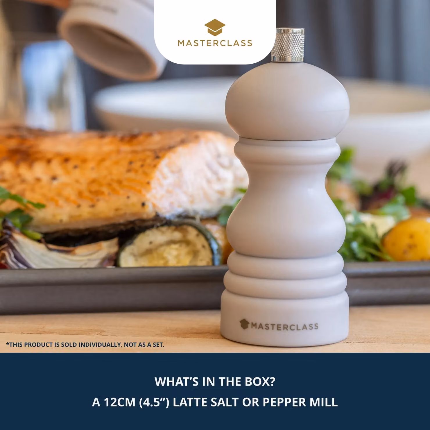 MasterClass Salt or Pepper Mill, Beige, Height: 12 cm – 3