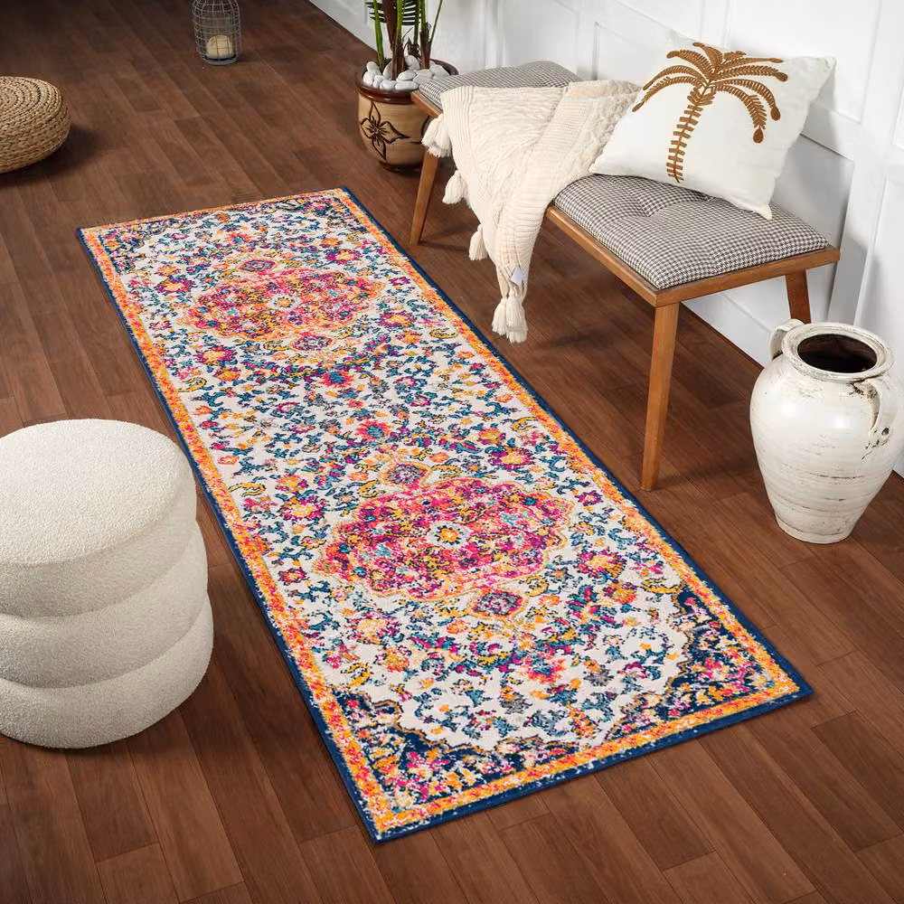 Livabliss Floransa Vintage Boho Living Room Rug, Multicolour Pink, W: 200 cm, D: 275 cm – 5