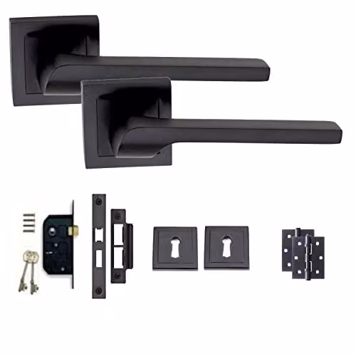 Golden Grace Sigma Door Handle Set with 64mm Latch in Matt Black