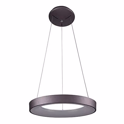 Netlighting Modern LED Suspended Ring Pendant Light, Brown, Warm White 3000K, 2200lm – 1