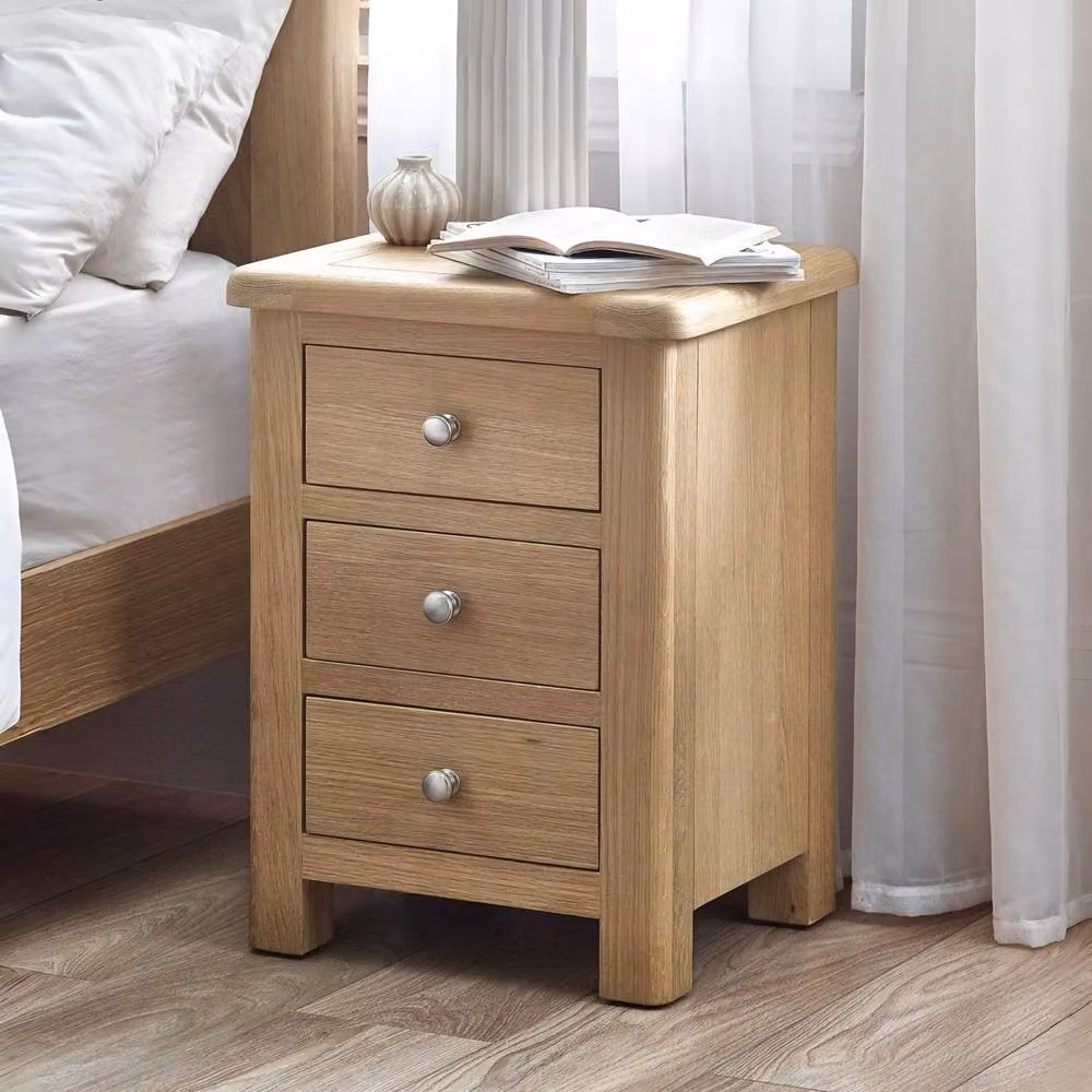 Cheshire Premium Hudson Limed Oak 3 Drawer Bedside Unit in Brown – 2