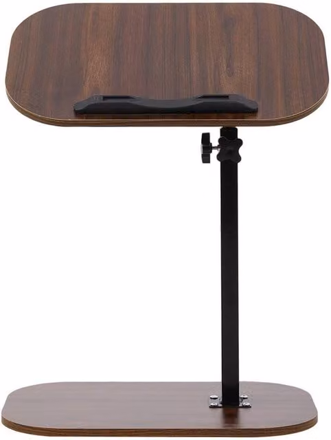 FORGEVIO Adjustable Height C Shaped Sofa Side End Table in Brown Wood – 1
