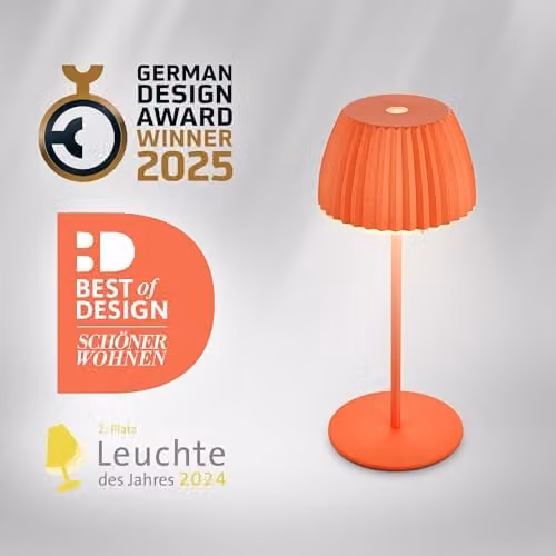 Briloner Riffle Mini Rechargeable LED Table Lamp, Orange, W/D/H: 8.5 x 8.5 x 20 cm – 6