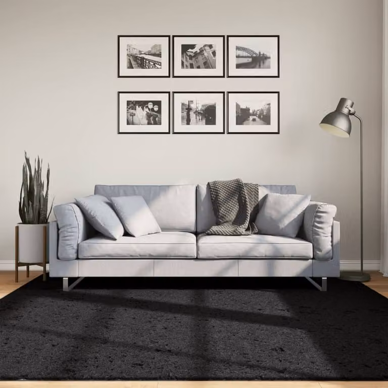 Berkfield Home Oviedo Short Pile Rug, Black, W/D: 200 x 200 cm