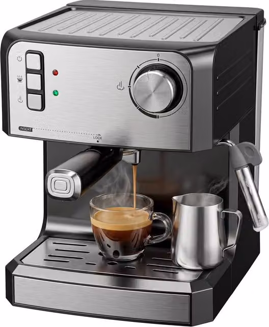 HOMCOM Espresso Machine with 20-Bar Pressure, 1.6 l Removable Tank and Steam Wand, Black