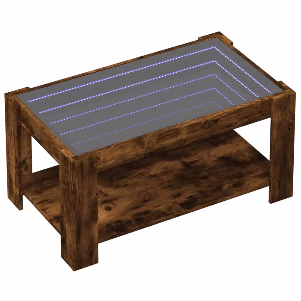 Berkfield Home LED Coffee Table in Smoked Oak Brown, W/D/H: 93 x 53 x 45 cm – 3