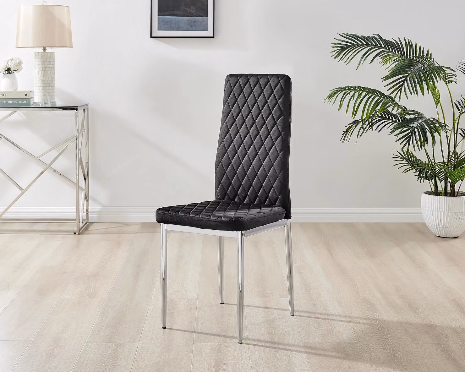 FurnitureboxUK Carson White Marble Effect Dining Table and 4 Black Velvet Milan Chairs – 2