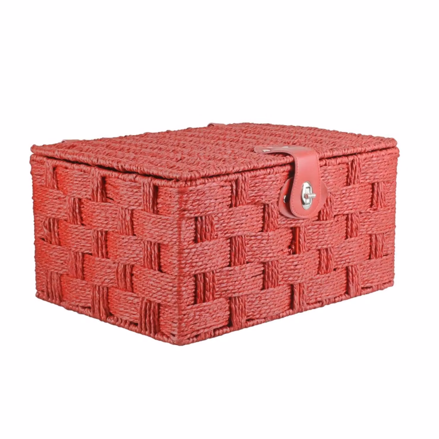 Set of 4 Red Open Weave Paper Rope Picnic Baskets with Lids – 2