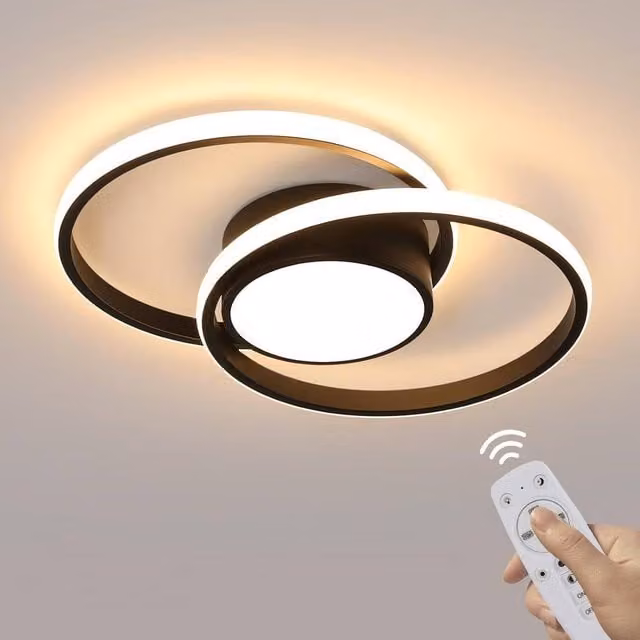 COMELY Modern Round LED Ceiling Light, 40W Dimmable with Remote Control, Black – 1