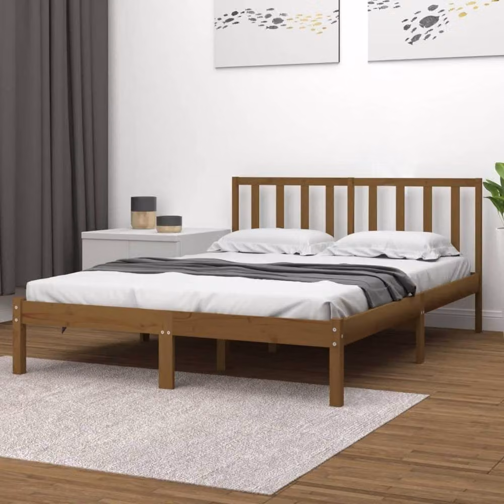 Berkfield Home Rustic Solid Wood Pine Bed Frame, Brown, W/D/H: 200 x 200 cm – 2