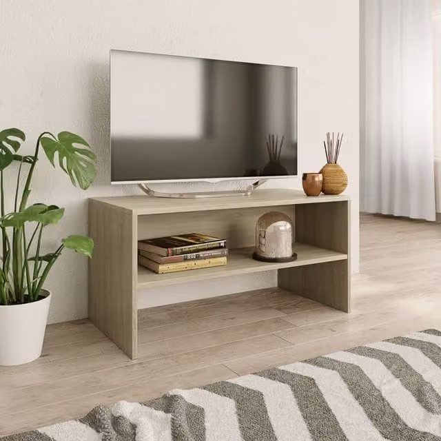 Berkfield Home Sonoma Oak TV Cabinet in Brown, W/D/H: 80 x 40 x 40 cm – 1