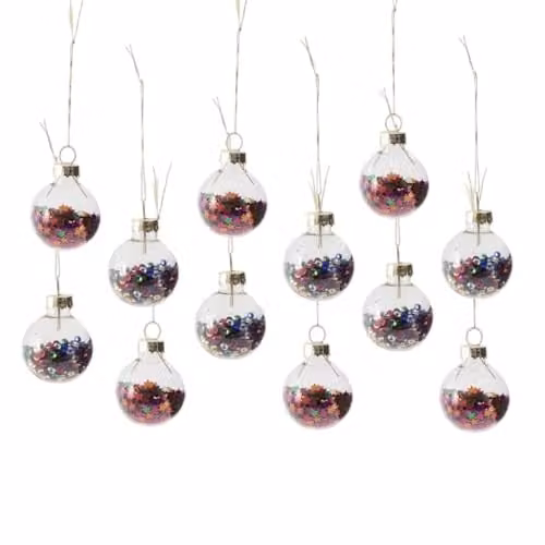 Sass & Belle Set of 12 Multicolour Glass Star Christmas Hanging Baubles