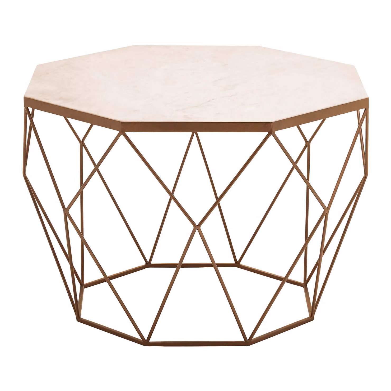 Orsina Octagon White Marble Coffee Table with Gold Geometric Base W/D/H: 67 x 47 x 19 cm – 3