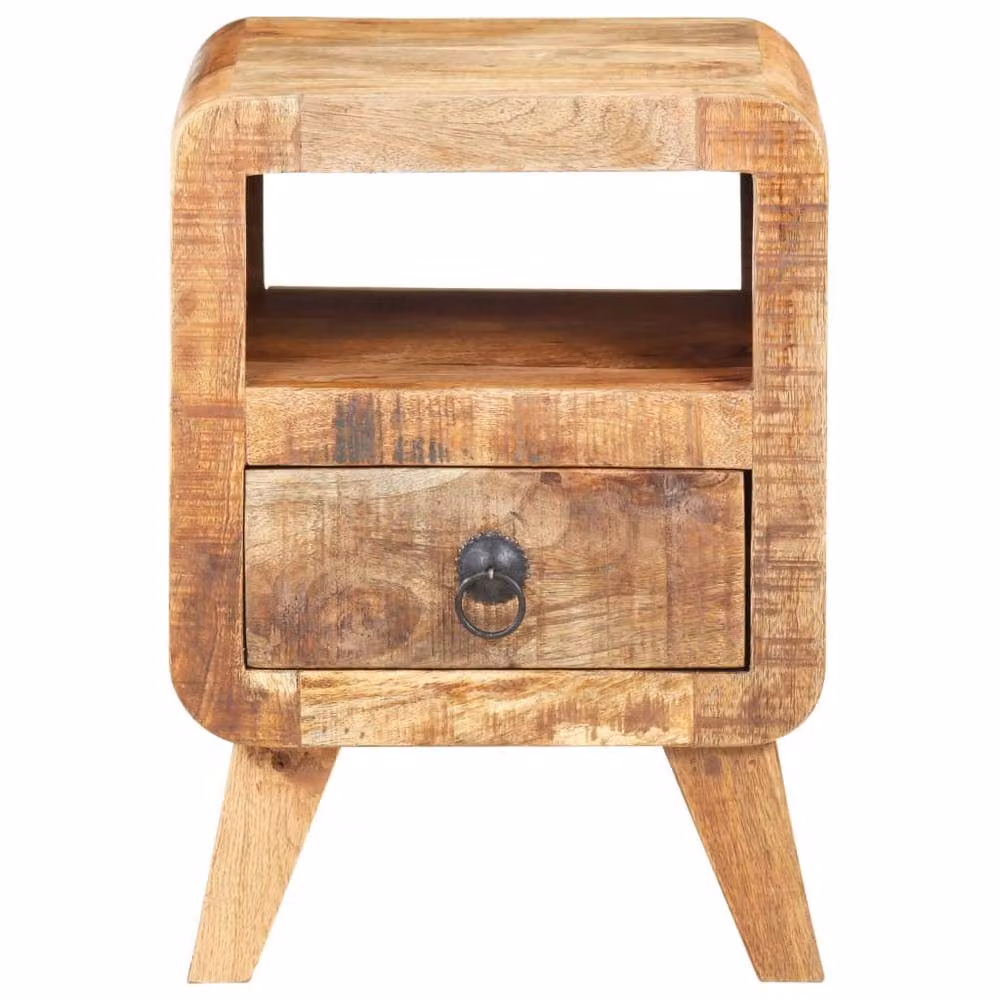 Berkfield Home Bedside Cabinet in Brown Rough Mango Wood, W/D/H: 30 x 30 x 41 cm – 2