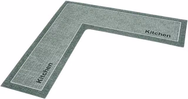 SPETLEK L-Shaped Diatom Mud Kitchen Rug in Green, W/D/H: 150 x 150 x 1 cm