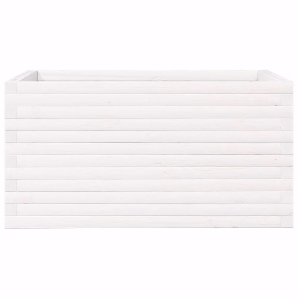 Berkfield Home Decorative Garden Planter in White Solid Pine Wood, W/D/H: 90 x 60 x 45.5 cm – 2