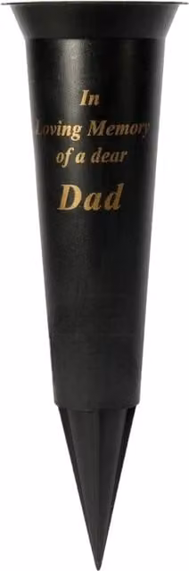 Kingsbury Gifts Black and Gold Plastic Grave Flute Memorial Vase Spike for Condolence