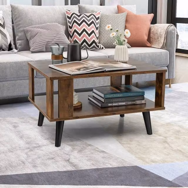KORVIXA Industrial 2-Tier Coffee Table in Brown, Width: 100 cm – 1