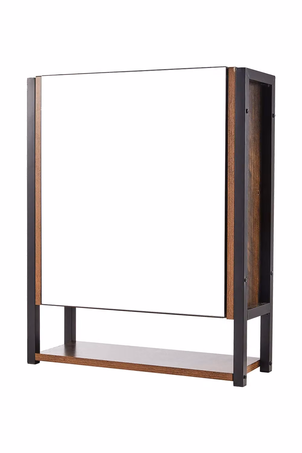 Living and Home Modern Wall-Mounted 3-Layer Brown Mirror Cabinet with Metal Frame and Internal Shelves for Bathroom – 4