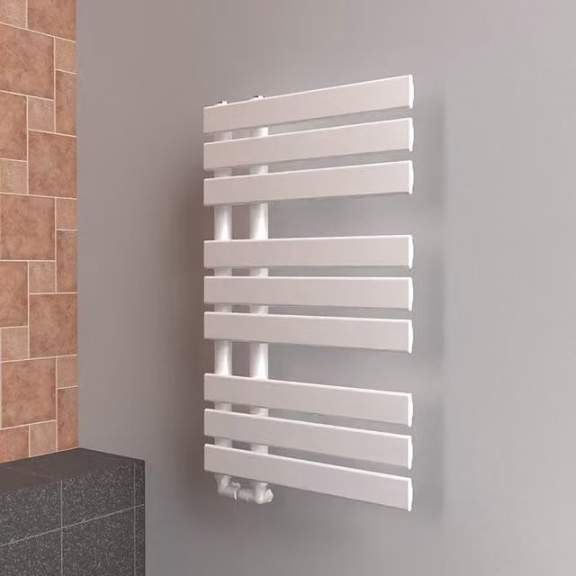 Lux Heat Open Flat White Towel Radiator in Matt White, W: 50 cm, H: 80 cm