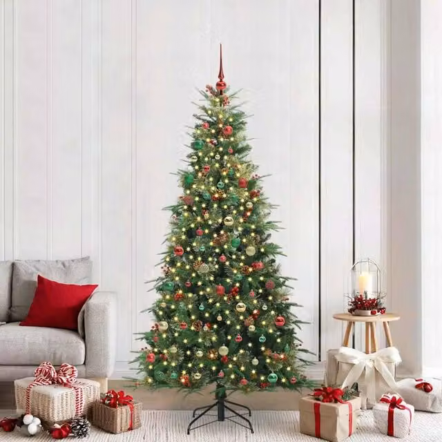 Berkfield Home Artificial Hinged Christmas Tree in Green, Height: 210 cm – 1