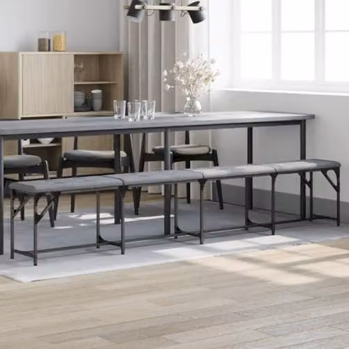 vidaXL Modern Dining Bench in Grey Fabric and Metal, W: 248 cm, D: 32 cm, H: 45 cm – 2