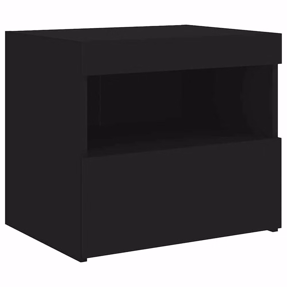 Berkfield Home Modern Black Bedside Cabinet with Integrated LED Lighting W/D/H: 50 x 40 x 45 cm – 4