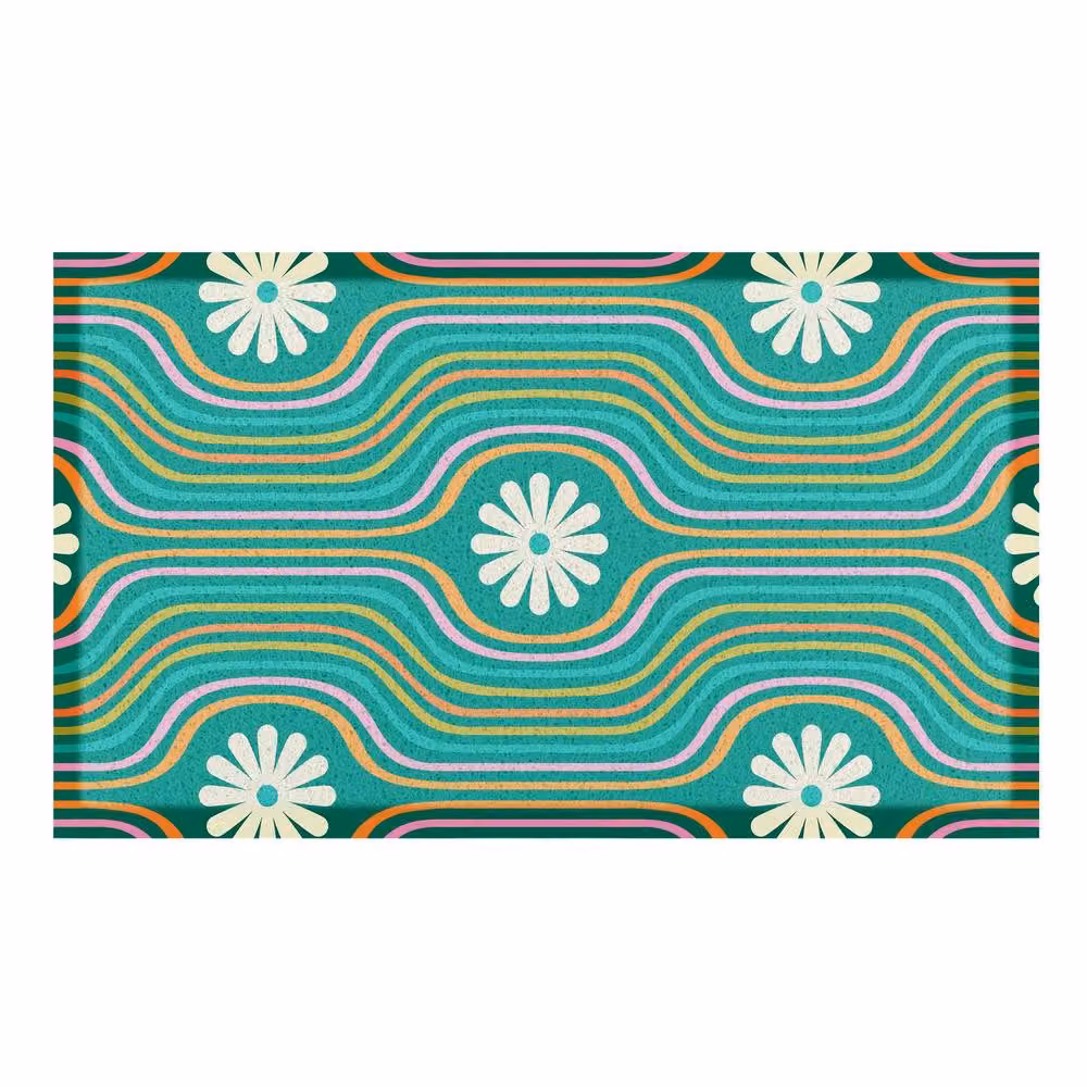 Artsy Mats Elizabeth Olwen Flower Lines Green Indoor/Outdoor Doormat W/D: 90 x 60 cm – 2